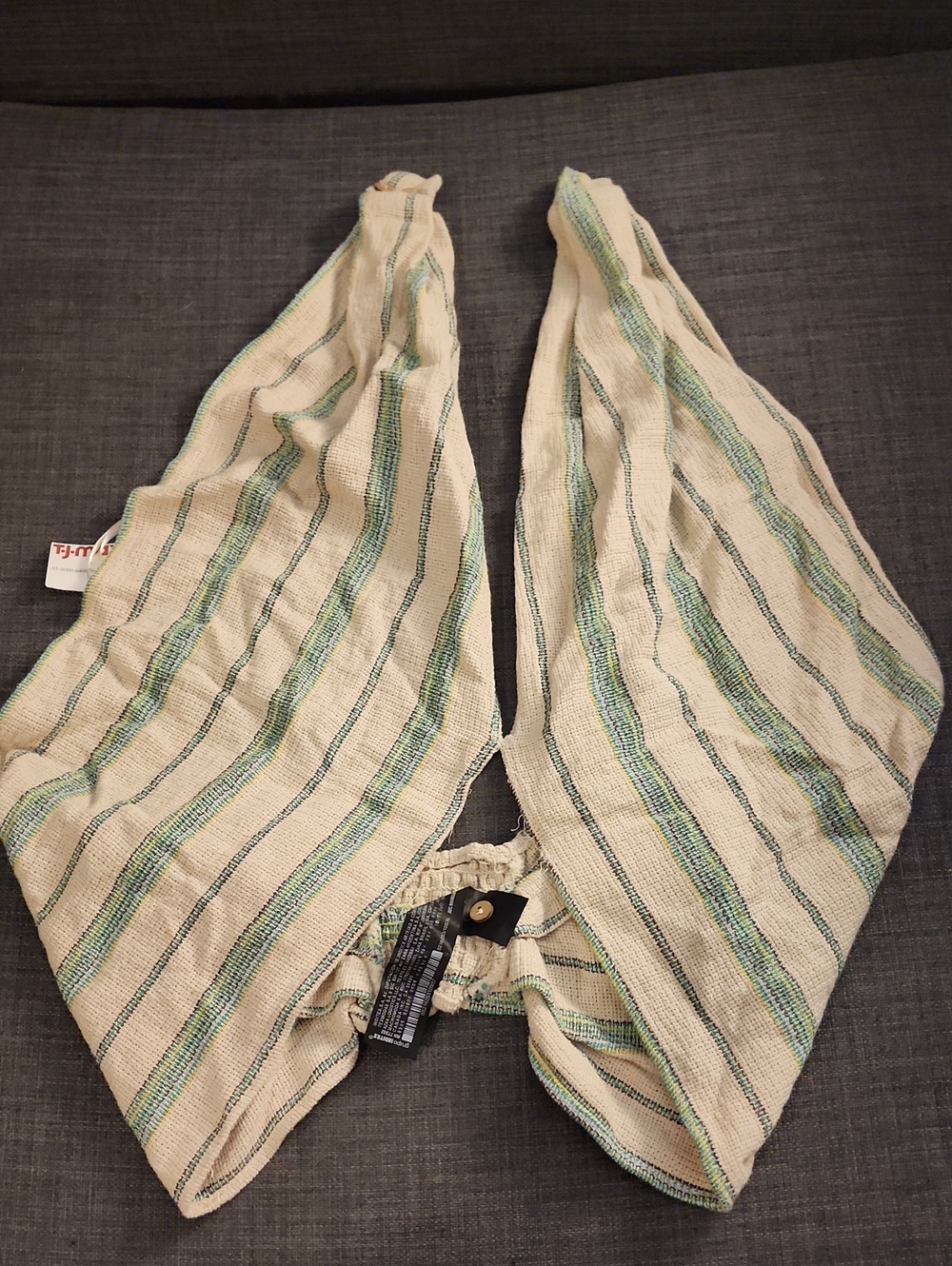 Zara The Beth Top - Beige with Green and Yellow Stripes